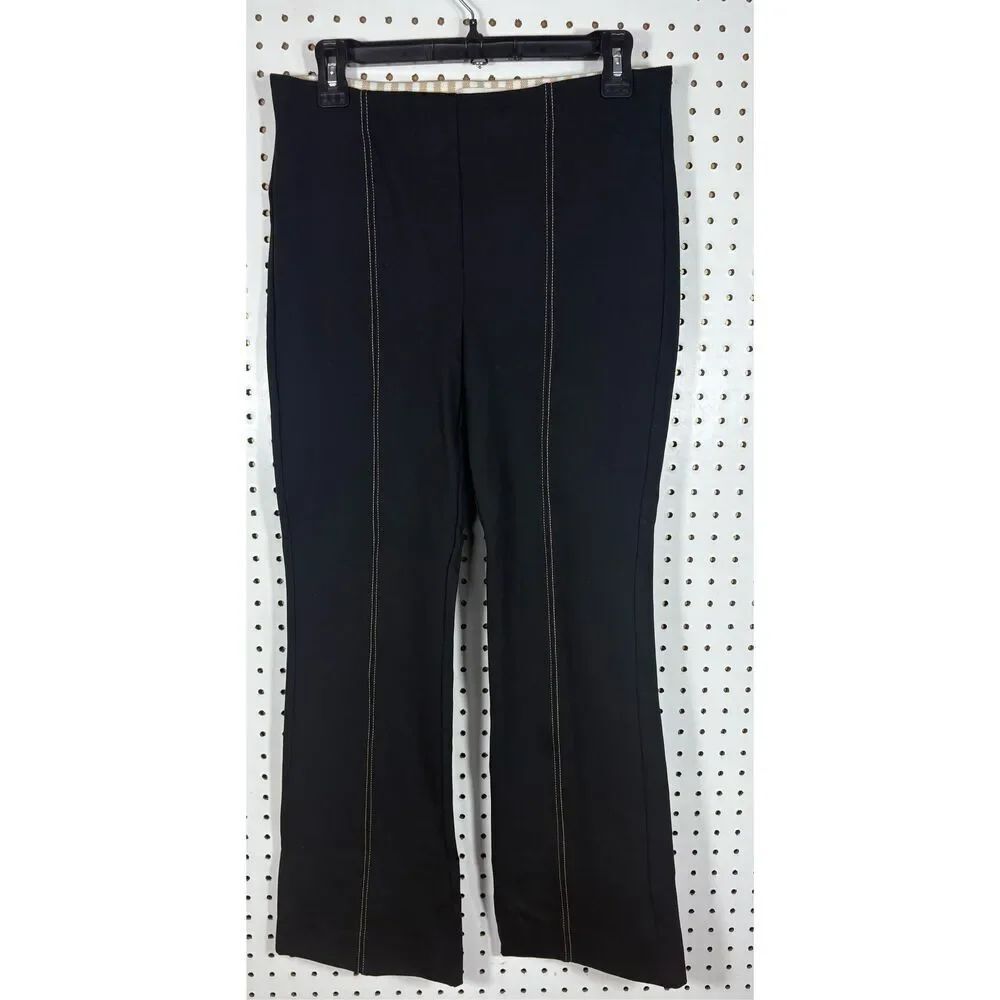Anthropologie Essential crop flare outlined stitch front & back trousers size S